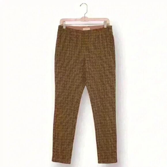 Calvin Klein Black & Tan Plaid Trouser Pants Elastic Waist Size 10 - Picture 1 of 6